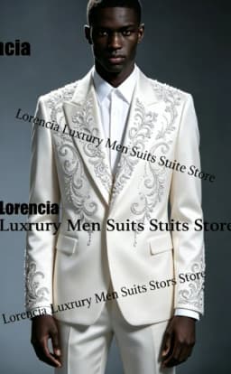 Handsome Embroidery Jewelry Tuxedo Men Suit Customized Sequin Male Prom Blazers 2 Pieces Set Wedding Groom Diamond Ropa Hombre