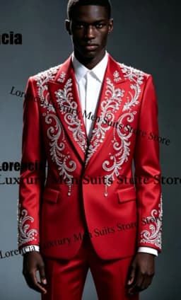 Handsome Embroidery Jewelry Tuxedo Men Suit Customized Sequin Male Prom Blazers 2 Pieces Set Wedding Groom Diamond Ropa Hombre