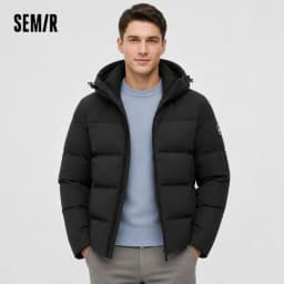 Semir Grey Duck Down Jacket Warm Windproof Men 2026 Winter Short Style Loose Fit Daily Wear Cold Weather Outerwear Coat