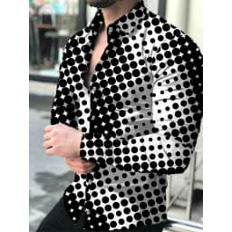 Fashion New Men's Shirts Gold Dots 3D Printed Single-breasted Shirts Casual Party Ball Shirts Long-sleeved Tops Men's Shirts Top