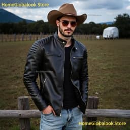 New Men Top‑Layer Genuine Cowhide Leather Jacket, Stand Collar Classic Motorcycle Biker Coat, Windproof Warm Outerwear, Plus Size Available For Autumn Winter Riding And Daily Casual Wear