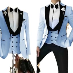 Slim Fit White Men Suits 3 Piece Groom Tuxedos for Wedding Groomsmen Italian Style Suit Jacket with Double Breasted Vest Pants