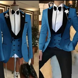 Slim Fit White Men Suits 3 Piece Groom Tuxedos for Wedding Groomsmen Italian Style Suit Jacket with Double Breasted Vest Pants