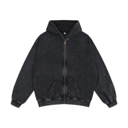 DIY Custom LOGO Cotton Washed Hoodie Zipper Sweatshirt Pants Tracksuit Men Women Retro Loose Distressed HipHop Oversized Big