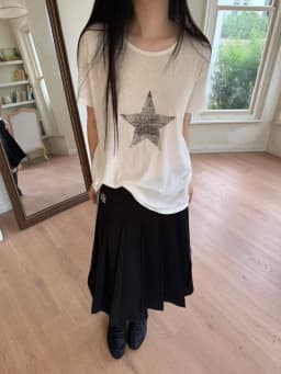 Ann 26ss pentagram printed streamer washed old loose retro short-sleeved T-shirt