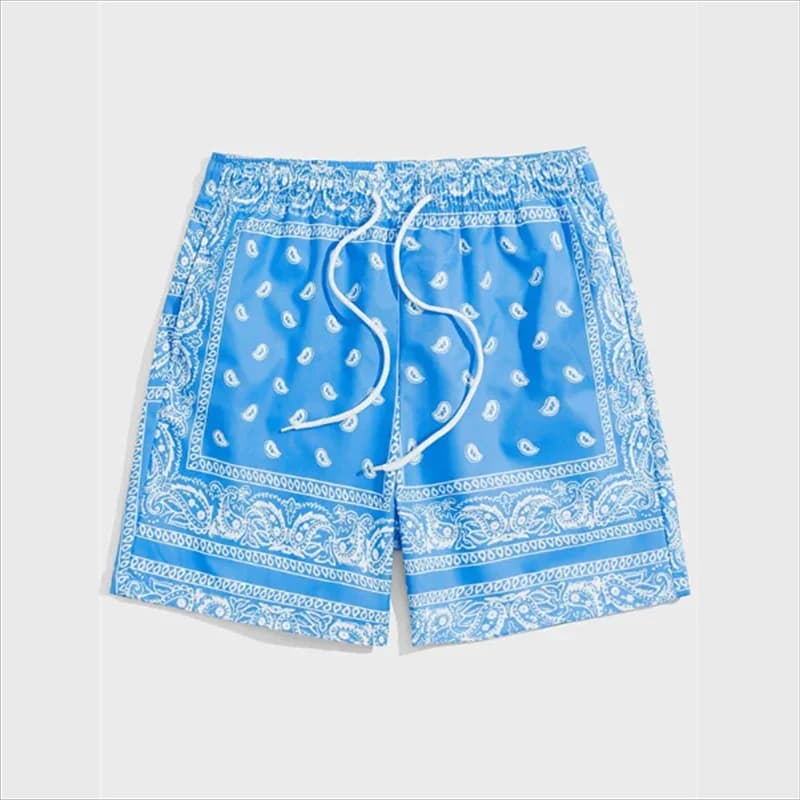 Trend Bandana Graphic Beach Short for Men Summer Fashion 3D Printed Swim Trunks Loose Casual Streetwear Hawaiian Short Pants