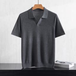 Summer New Men's 100% Lyocell POLO Collar Solid Color T-Shirt Knit Pullover Bussiness Casual Short-sleeved Jumper Thin Tops Tees