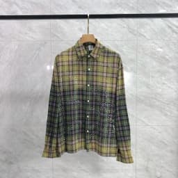 Starry Sky Hot Diamond Logo Checkered Long-sleeved Shirts High Street Casual Men's Women's Shirt Streetwear