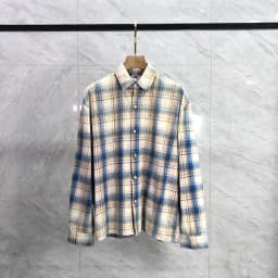 Starry Sky Hot Diamond Logo Checkered Long-sleeved Shirts High Street Casual Men's Women's Shirt Streetwear