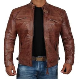 2024 New Spring and Autumn Men's Fashion Handsome Leather Coat Stand Collar Punk Motorcycle Leather Jacket Faux Leather