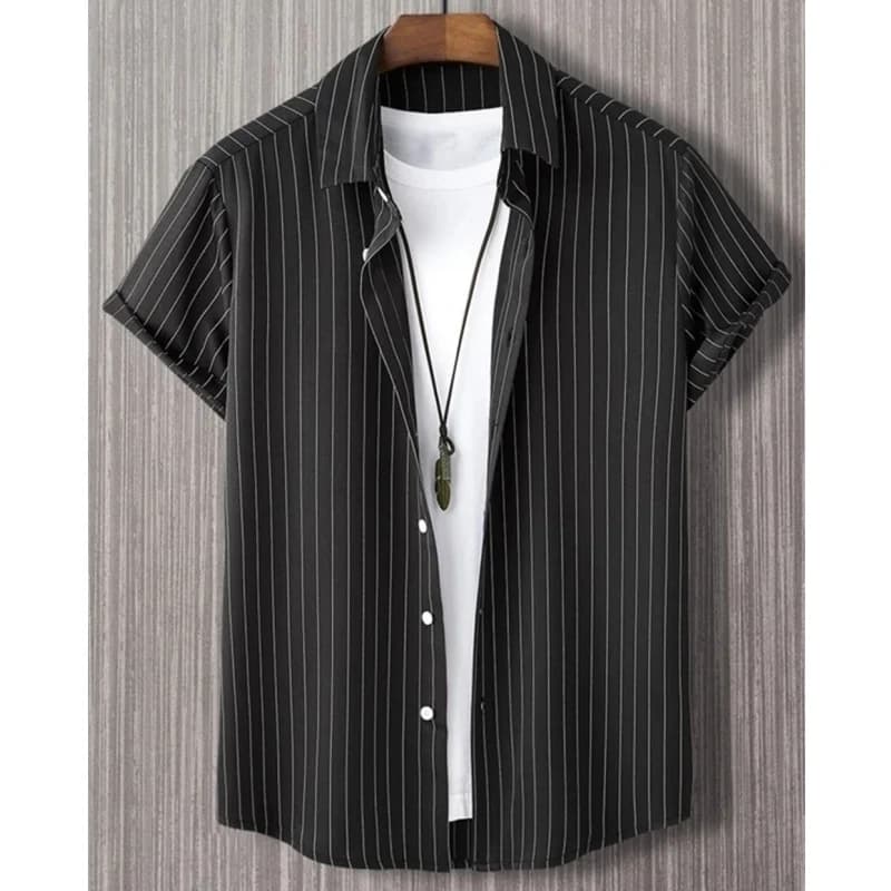 Hawaiian Shirts For Men 3d Stripe Print High-Quality Men'S Clothing Loose Oversized Shirts And Blooms Summer Casual Short Sleeve