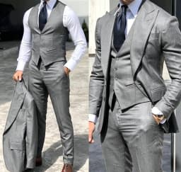 Classy Wedding Tuxedos Suits Slim Fit Bridegroom For Men 3 Pieces Groomsmen Suit Male Cheap Formal Business (Jacket+Vest+Pants