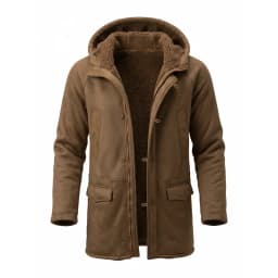 Men’s Hooded Fleece Jacket New Winter Arrival Faux-Fur Lined Coat Outdoor Windproof Jacket Hunting Hiking Windbreaker Jacket