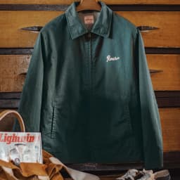 Maden Men's Green Tiger Embroidery Jacket Vintage Heavyweight Cotton Zip-Up Coat Lapel Collar Casual Overcoat for Spring Fall