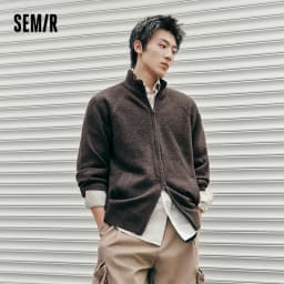 Semir Men Cardigan Knit Loose Mock Neck Raglan Sleeve 2026 Autumn Couple Style Sweater Outerwear Soft Daily Layer