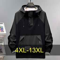 Extra Plus Size 13XL Men Hoodie Hooded Half Zip Up Winderbreaker Male Cargo Jacket Oversized Large Big 5xl 6xl 7xl 8xl 10XL Coat