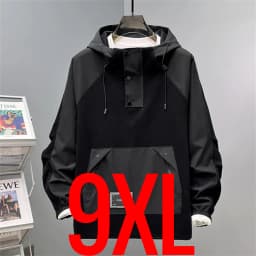 Extra Plus Size 13XL Men Hoodie Hooded Half Zip Up Winderbreaker Male Cargo Jacket Oversized Large Big 5xl 6xl 7xl 8xl 10XL Coat