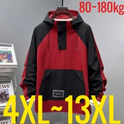 Extra Plus Size 13XL Men Hoodie Hooded Half Zip Up Winderbreaker Male Cargo Jacket Oversized Large Big 5xl 6xl 7xl 8xl 10XL Coat