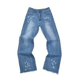 High Street Letter Embroidery Washed Blue Baggy Jeans for Men Straight Vintage Loose Casual Denim Pants Oversized Ropa Hombre