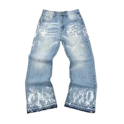 High Street Letter Embroidery Washed Blue Baggy Jeans for Men Straight Vintage Loose Casual Denim Pants Oversized Ropa Hombre