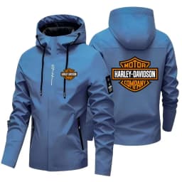 New Harley Davidson Autumn Man Motorcycle Hooded Jacket Outdoors Hiking Windbreaker Jacket Leisure Fashion Printed Zipper Coat