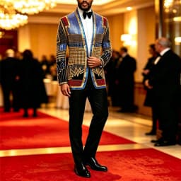 Men African Inspired Multicolor Sequin Blazer Shawl Lapel Gold Geometric Pattern Slim Fit Jacket Wedding Groom Tuxedo For Party Prom