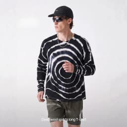 Men's Black & White Tie-Dye Merino Wool Long Sleeve T-Shirt – Soft & Stretchy Outdoor Base Hiking & Running