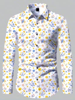 2024 Men's New Comfortable Retro Long Sleeve Shirts New Casual Design Shirt Fashion 3D Printed Flower Pattern Men's Clothing