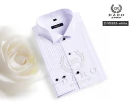 2026 DR DARO UOMO Mens Shirts White Tuxedo Shirt Party Wedding Shirt 883-White