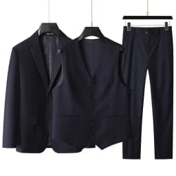 High-End Large Size Men's Three-Piece Suit Set - Business Formal Wedding Dress Coat Vest Trousers Combo for Plus Size Men
