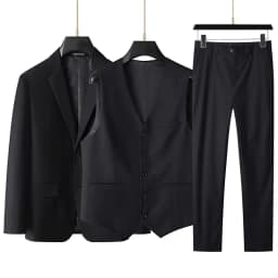 High-End Large Size Men's Three-Piece Suit Set - Business Formal Wedding Dress Coat Vest Trousers Combo for Plus Size Men