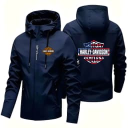 2026 Harley Davidson Man Autumn Hooded Jacket Motorcycle Windproof Coat Outdoors Mountaineering Zipper Jacket Casual Fashion Top