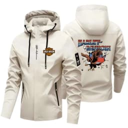 2026 Harley Davidson Man Autumn Hooded Jacket Motorcycle Windproof Coat Outdoors Mountaineering Zipper Jacket Casual Fashion Top