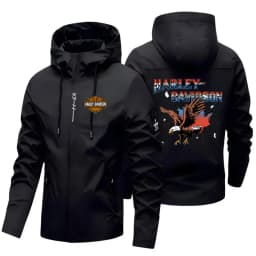 2026 Harley Davidson Man Autumn Hooded Jacket Motorcycle Windproof Coat Outdoors Mountaineering Zipper Jacket Casual Fashion Top