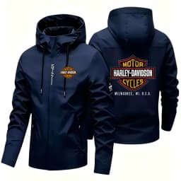 2026 Harley Davidson Man Autumn Hooded Jacket Motorcycle Windproof Coat Outdoors Mountaineering Zipper Jacket Casual Fashion Top