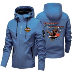 2026 Harley Davidson Man Autumn Hooded Jacket Motorcycle Windproof Coat Outdoors Mountaineering Zipper Jacket Casual Fashion Top