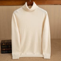 100% Pure Cashmere Sweater Men's High Collar Solid Color Pullover Fashion New Knit Undercoat Autumn and Winter Long Sleeve