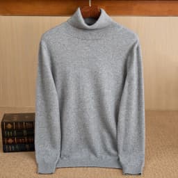 100% Pure Cashmere Sweater Men's High Collar Solid Color Pullover Fashion New Knit Undercoat Autumn and Winter Long Sleeve
