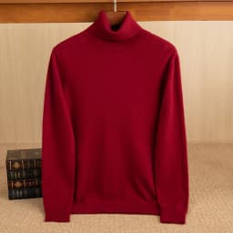 100% Pure Cashmere Sweater Men's High Collar Solid Color Pullover Fashion New Knit Undercoat Autumn and Winter Long Sleeve