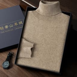 Turtleneck 100% Cashmere Sweater Men Pullover Knitwear Basic Style Autumn Winter Clothes High-end Soft Business Office Tops