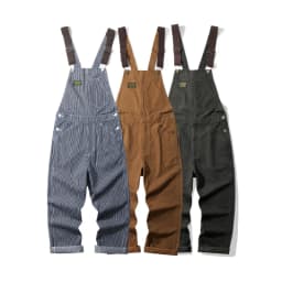 Outdoor Canvas Lumberjack Pants / Workwear Overalls - American Vintage Men's Railroad Stripe Jumpsuit (Amekaji Style) OKONKWO