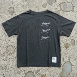 Satisfy MothTech T-Shirt Black Old Ripped Liquid Font Printed Short Sleeve T-Shirt