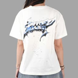 Satisfy MothTech T-Shirt Black Old Ripped Liquid Font Printed Short Sleeve T-Shirt