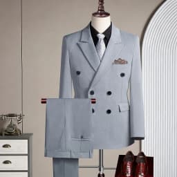 Double-Breasted Three-Piece Casual Suit for Men for Parties and Weddings, Light and Mature Solid-Colored Korean-Style Outfit