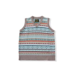 OKONKWO British retro Fair Isle pattern bottoming vest wool blend V-neck wool vest for men and women