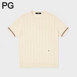 PG Men's Vertical Stripes Knit T-Shirt - Summer Round Neck Short Sleeve Shirt - Casual Fit Knit Pullover Shirt