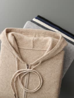 Men's Two-piece Sets 100% Merino Wool Knitting Hooded Collar Cardigan and Wide-leg Pant Autumn Winter Thickened Warm Clothing