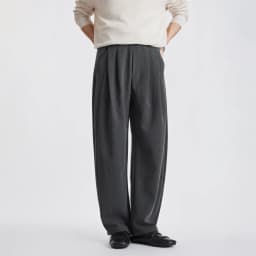 Men Lyocell Drawstring Pleated Wide Leg Casual Pants 2026 Autumn Mature Style Commuter Versatile Draped Straight Long Trousers