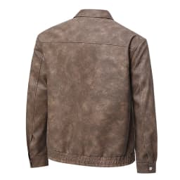 KIDWHXR Man Leather Coat Autumn Turn Down Collar Male Motorcycle Outerwear Windproof Long Sleeve Zipper Men Casual Jacket