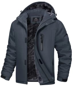 Men’s Winter Waterproof Fleece Jacket Warm Windproof Hooded Ski Snowboard Hiking Outdoor Parka Coat Multi-Pocket